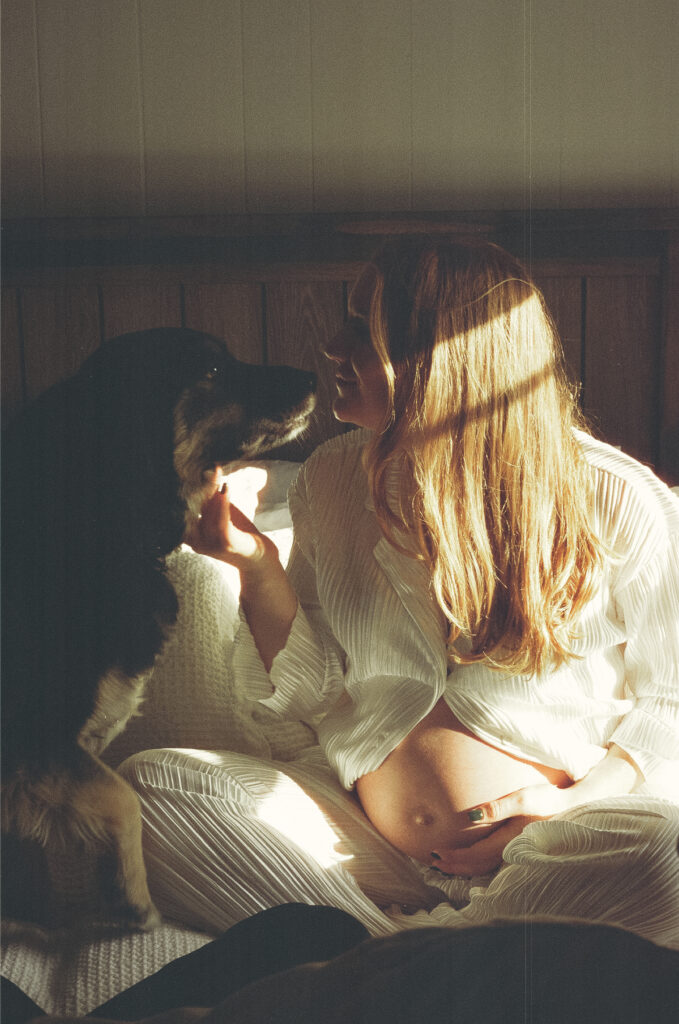 film of wife and dog on the bed