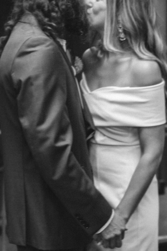 couple kissing at the altar at their elopement